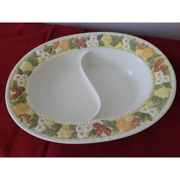 Vernon Ware Della Robbia Divided serving bowl by Metlox - Picture 1 of 4
